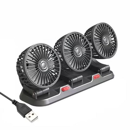 مروحة ثلاثية برؤوس قابلة للتعديل مع شحن USB – تبريد قوي وموجه